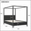 Grand lit plateforme à baldaquin en bois avec lattes de soutien, noir-1795782069-1795782074