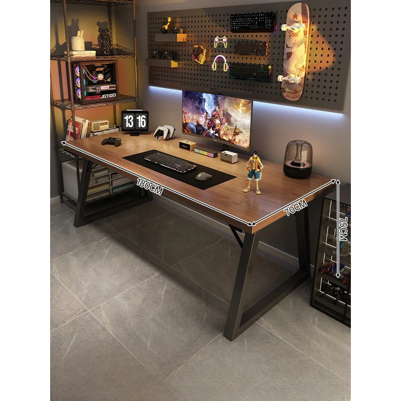 Nalisa Rectangular Writing Desk, 75cm H x 180cm W x 70cm D, Brown/Black