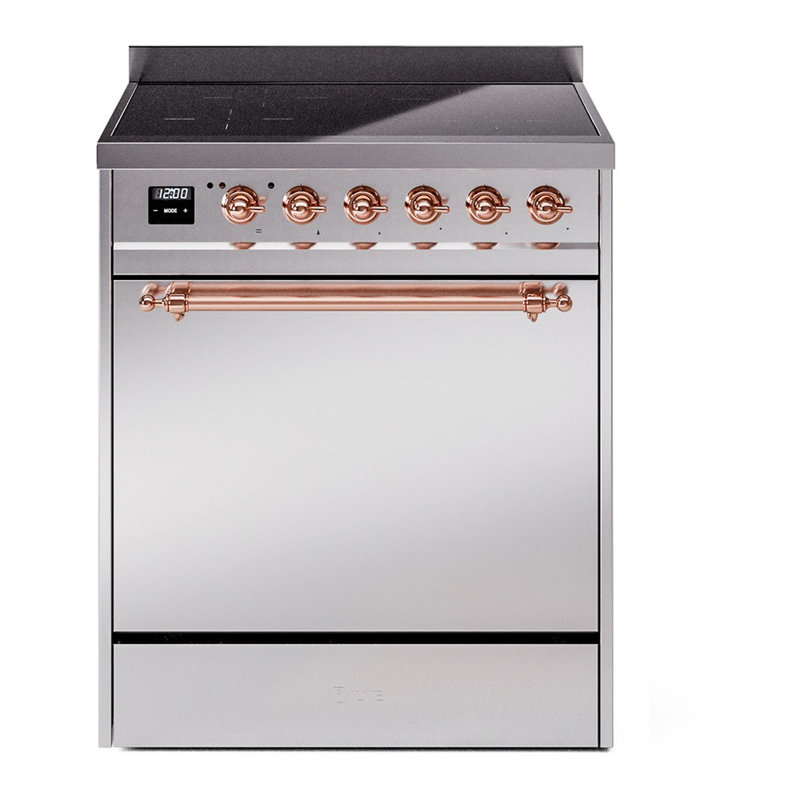 Cuisinière à induction ILVE Nostalgie II Series 30 po avec 4 éléments à induction (porte pleine), Acier inoxydable / Cuivre