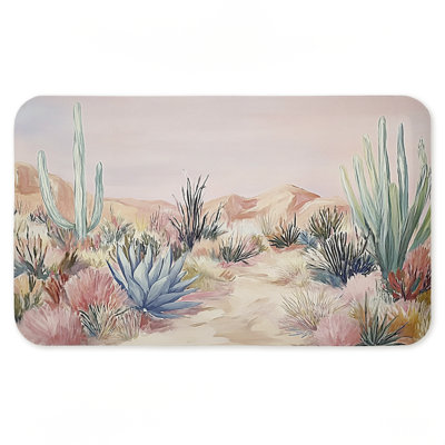 Desert Wonderland Cacti Printed Anti-Fatigue Floor Mat, design by Ramona Murdock, 30"x18"