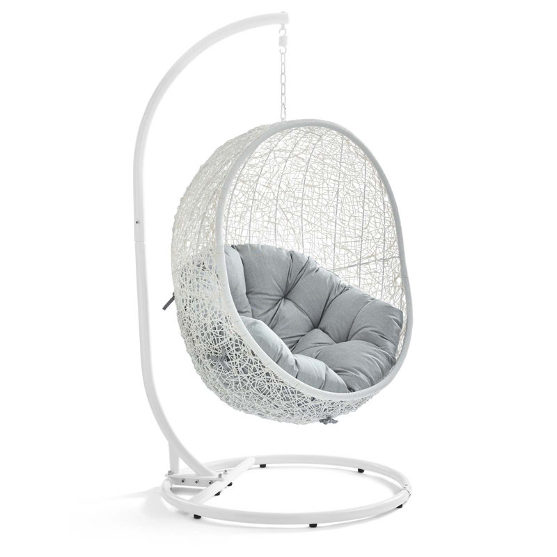 Chaise suspendue d'extérieur avec support Hide de Modway, Blanc / Gris