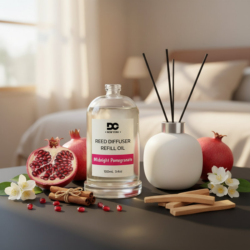 Midnight Pomegranate Reed Diffuser Refill Oil, Home Fragrance for Reed Diffusers