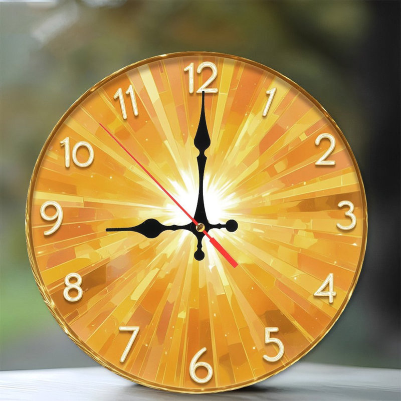 Horloge dorée aux rayons lumineux