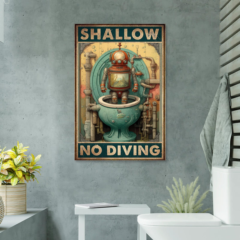 Shallow No Diving - 1 Piece Rectangle Graphic Art Print On Wrapped Canvas, H 36 po x l 24 po x P 1,25 po