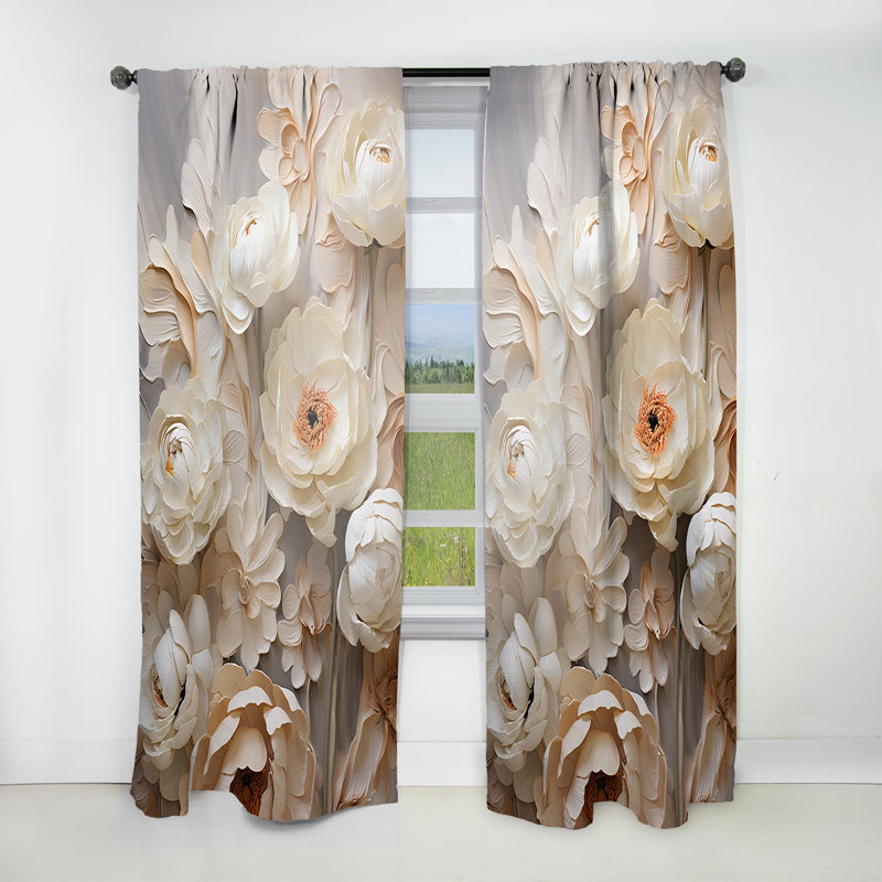 Dracibus Ranunculus Radiance Treasure V - Ranunculus Curtain - Velvet Room Darkening - 1 panel, 52" W x 108" L