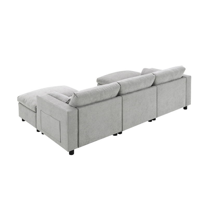 Canapé modulaire 86,5 po Chenille, Gris moyen