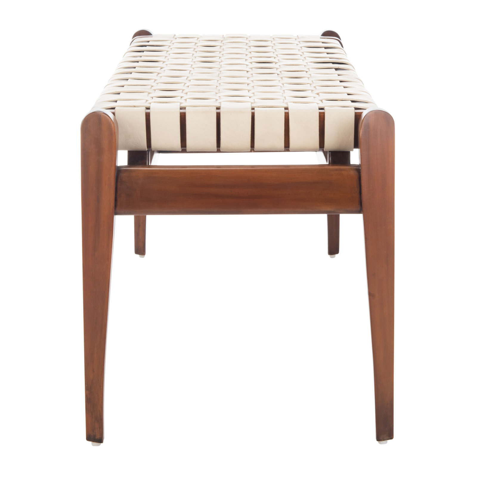Kenan Genuine Leather Bench, White