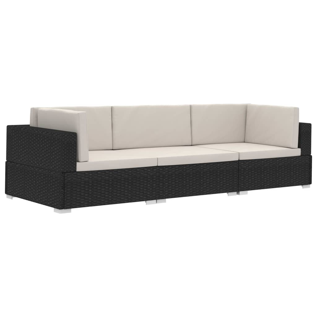 3-Sitzer Lounge-Set Jiaming aus Polyrattan mit Polster