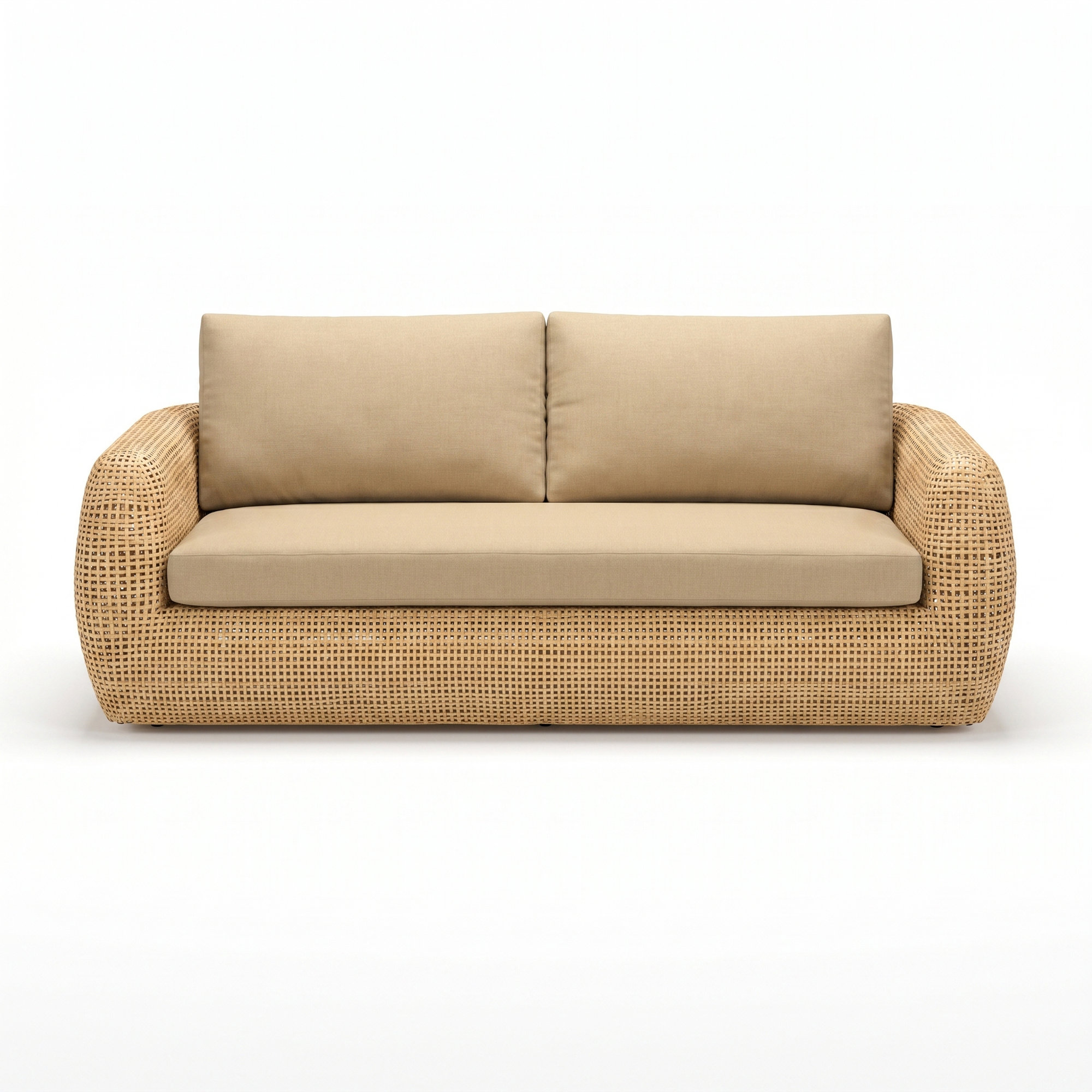 Sydney 81" Outdoor Wicker Patio Sofa with Sunbrella Cushions, Canvas Beige