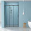 Porte de douche coulissante triple 48 po x H 76 po (8 mm) en verre transparent, cadre en acier inoxydable-129435294