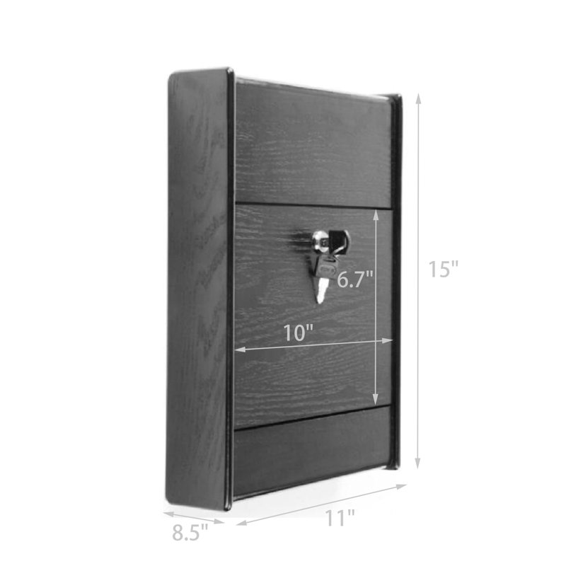Urne verrouillable en métal avec en-tête en acrylique, mur ou comptoir 8,5 po x 11 po - noir 119588