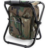 Folding Stool Backpack Insulated Cooler Bag, Collapsible Chair with Front Pocket and Bottle Pocket for Hiking, Travel, Beach