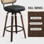 Ensemble de 2 tabourets de bar pivotants: dossier en rotin, siège beige rembourré, pieds en noyer pour la cuisine ou l'îlot-2037504523-2036780298