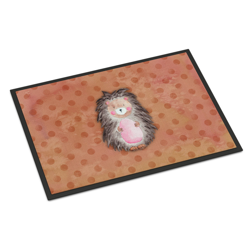 Esai Non-Slip Polka Dots Outdoor Doormat, 0.25" H x 27" W x 18" D