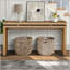 Console 60 po Farmhouse - Table d'entrée en bois rétro avec suspension à double panneau-1757231615