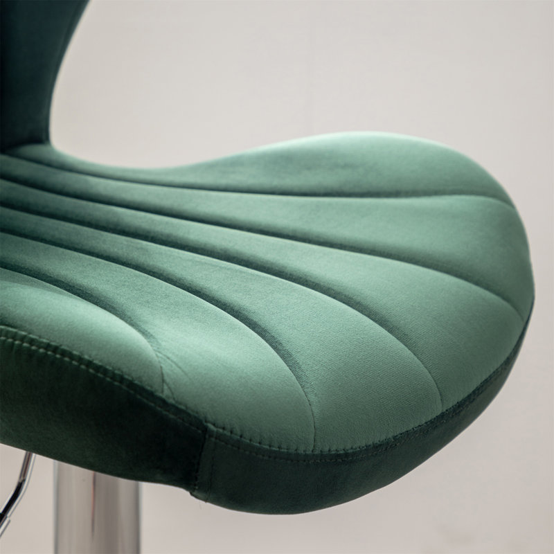 Laronzo Swivel Upholstered Adjustable Height Counter Stool with Metal Frame, Green