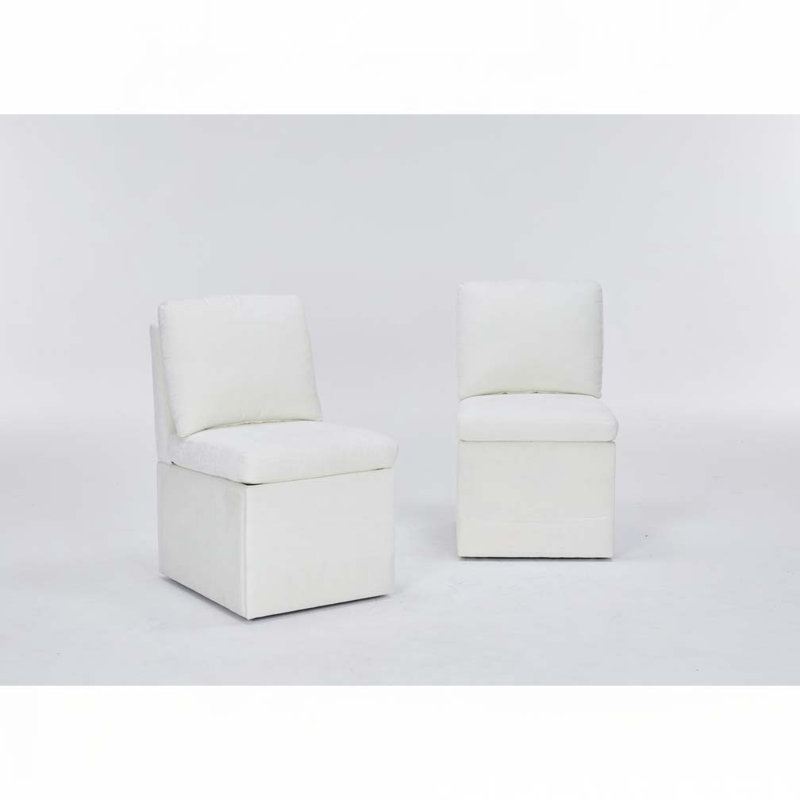 Chaise rembourrée en lin 25,6 po, Ivoire ivoire