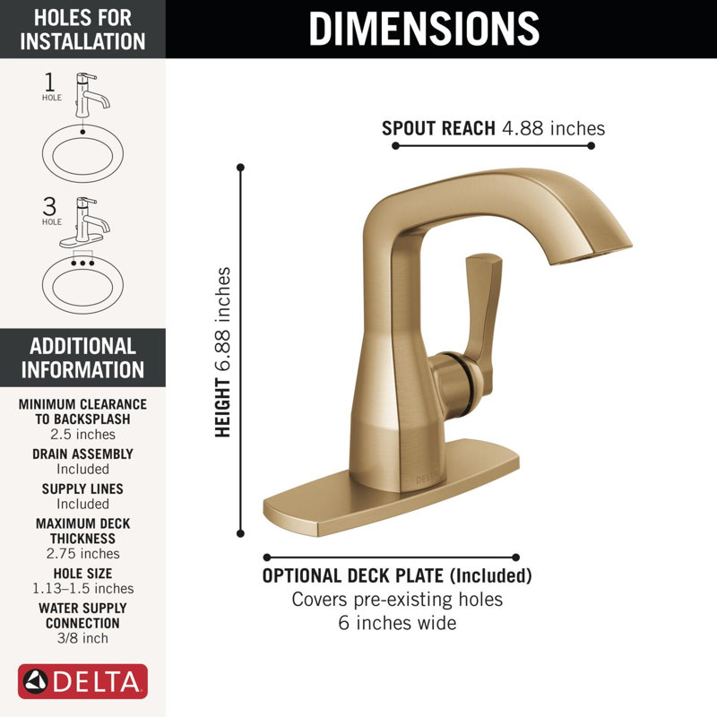 Single Handle Bathroom Faucet, Lumicoat  Champagne Bronze