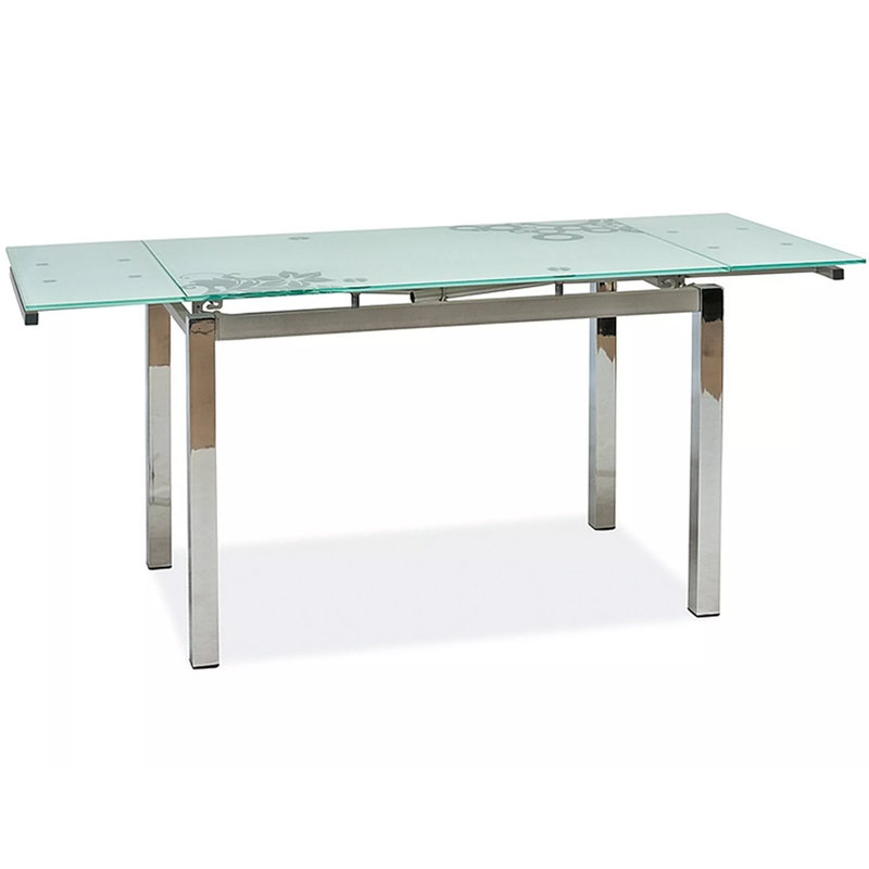 Isabeau Glass Top Metal Base Dining Table, White