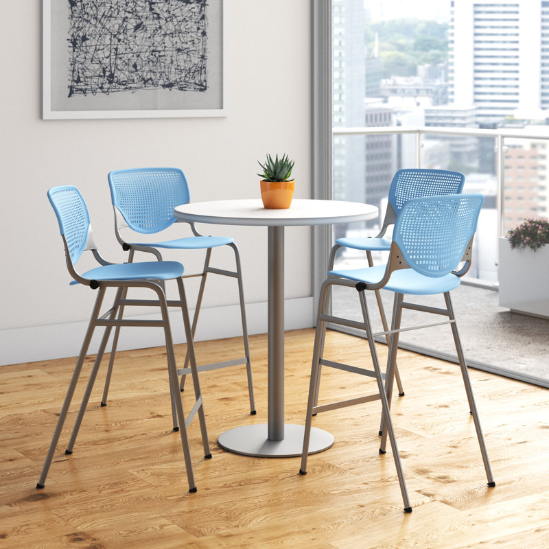 Mode - KOOL Ensembles de table ronde et de chaises pour salle de pause, H 41 po x L 42 po x l 42 po, Blanc / bleu ciel