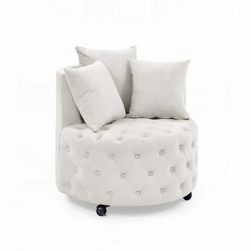 Chaise pivotante en velours, Velours beige
