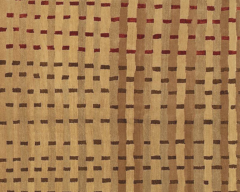Rag Striped Area Rug in Beige/Brown/Red, Rectangle 6' x 9'