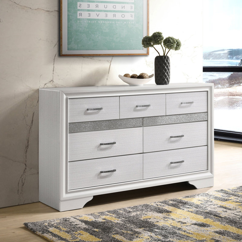 Commode 9 tiroirs Annie, Blanc