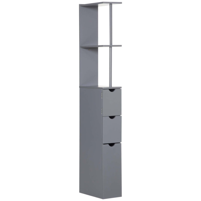 54 Inch Tall Freestanding Bathroom Storage Cabinet With 2-Tier Shelf And Drawers, Narrow Linen Organizer