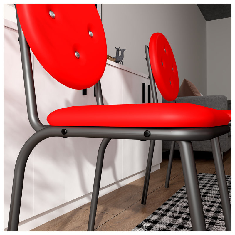 Set of 4 Counter Height Bar Stools with Waterproof Faux Leather Seats, Red