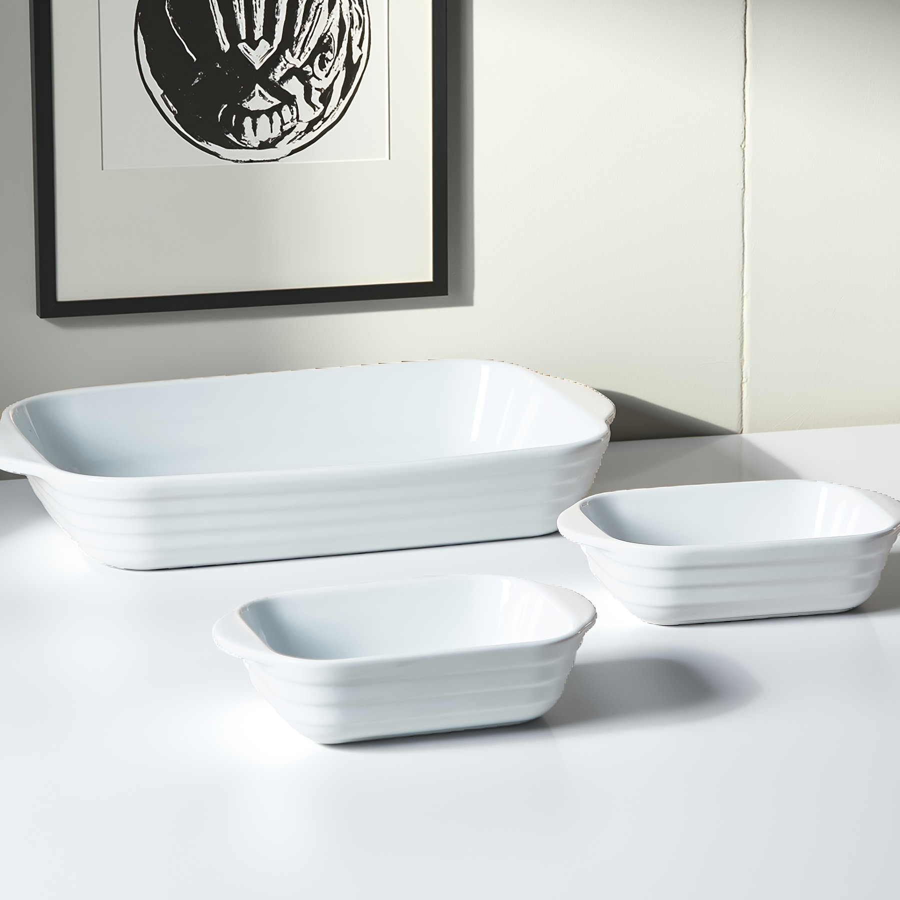 ONEMORE Set Of 3 Baking Dishes, Rectangular Plates, Ideal For Lasagna ...