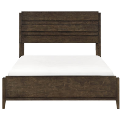 Dark Walnut Queen Panel Bed In Classic And Contemporary Style - 1pc Solid Rubberwood Bedroom Furniture With Headboard, Rails. Ideal For A Stylish Bedroom. Box Spring Essential Fashionable