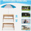 Table de pique-nique en bois 3 en 1 pour enfants avec parasol, sable et mer convertible, gris ASTM et CPSIA