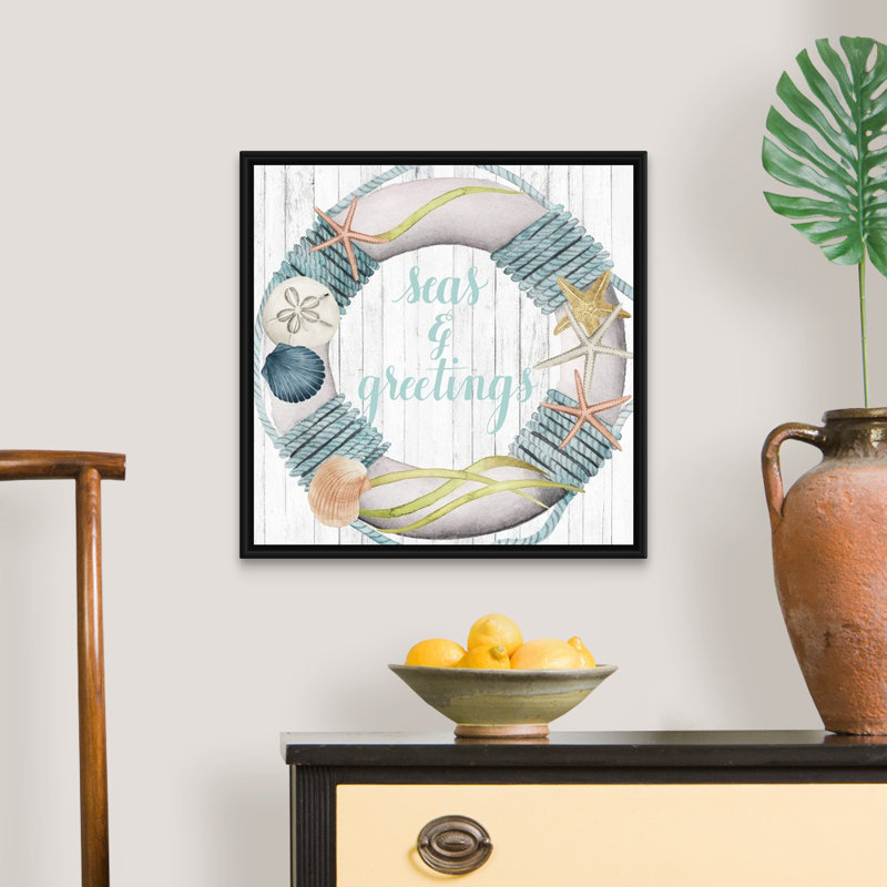 «Seas and Greetings Collection A» par Grace Popp - reproduction d'art textuel sur toile, Cadre noir