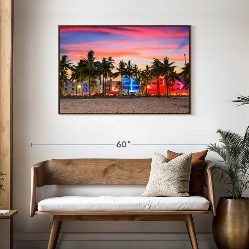 Miami Beach, États-Unis, Cadre flottant en noyer, 43 po x 29 po