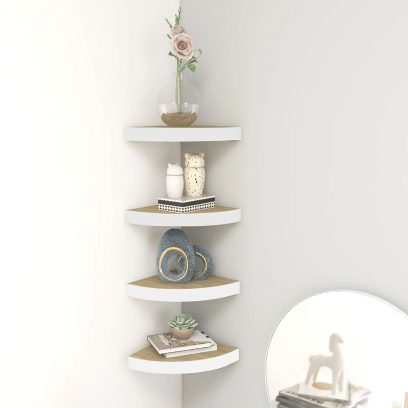 Wall Corner Shelf Floating Corner Shelf Wall Mounted Display Shelf, Concrete Grey, 1.4" H x 13.7" W x 13.7" D