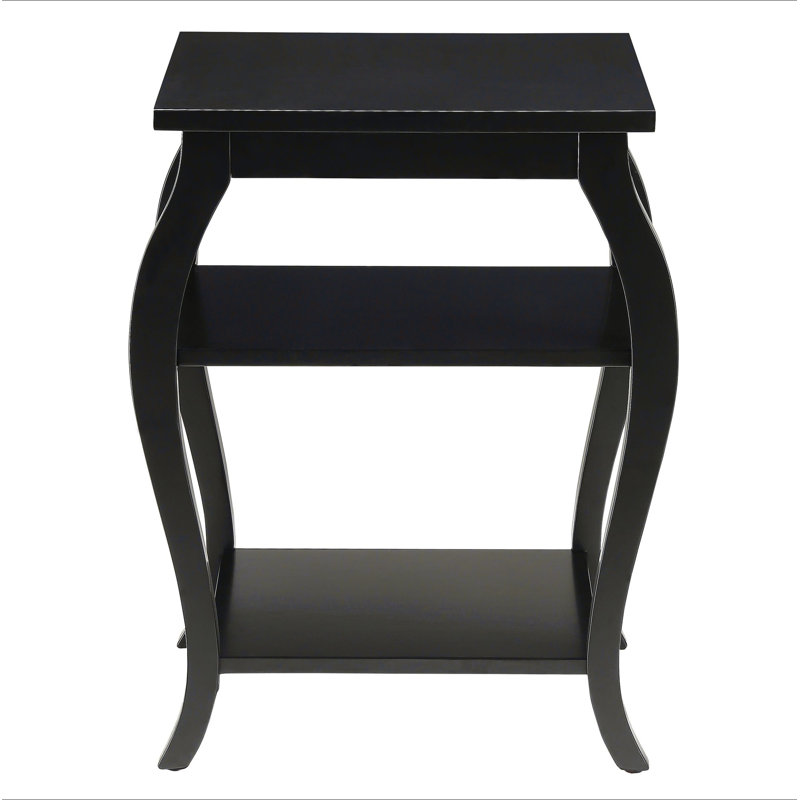 Table de bout noire à 2 tablettes, Noir, H 23,5 po x l 18,5 po x P 18,5 po