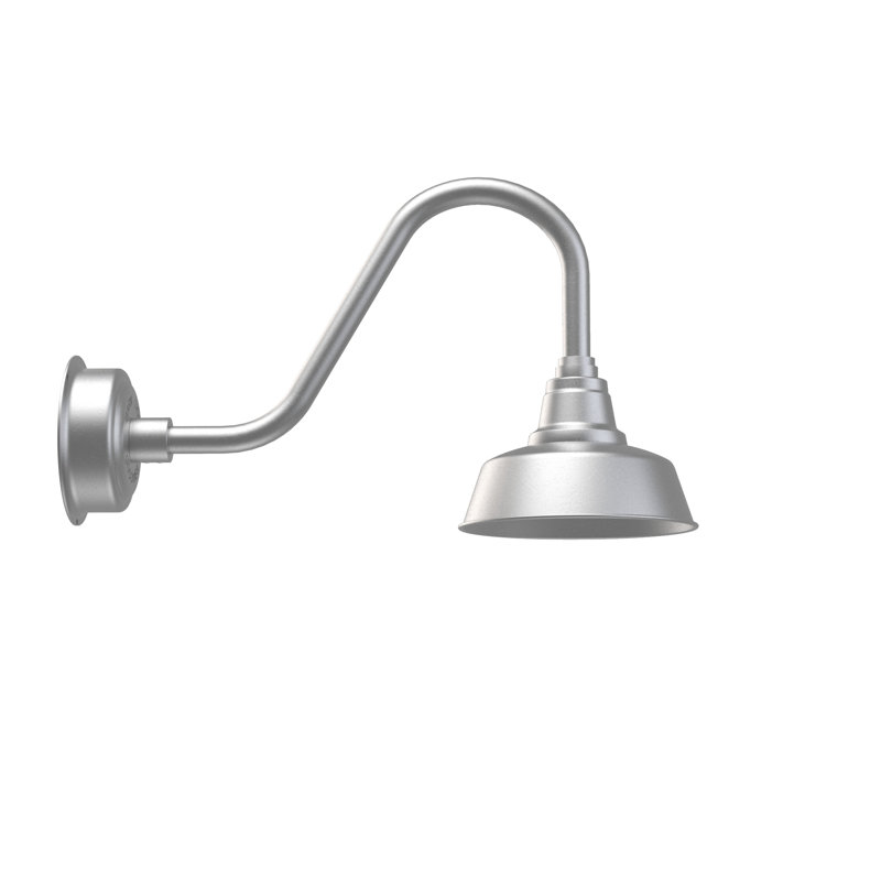 Luminaire de grange d'extérieur Vandervliet, H 14,37 po x l 10 po x p 24 po, Argent galvanisé