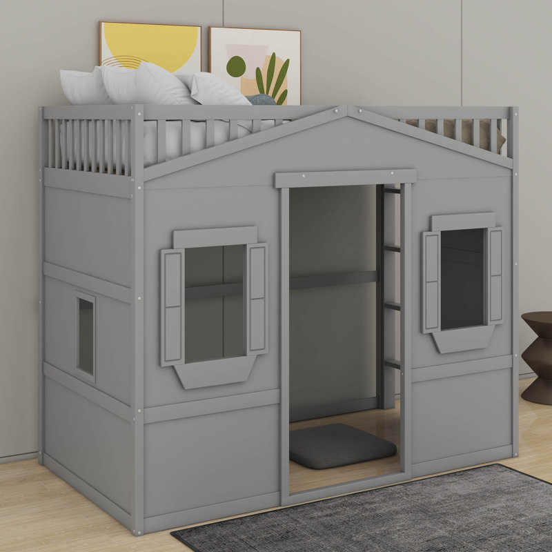 Lit mezzanine simple avec échelle, Gris