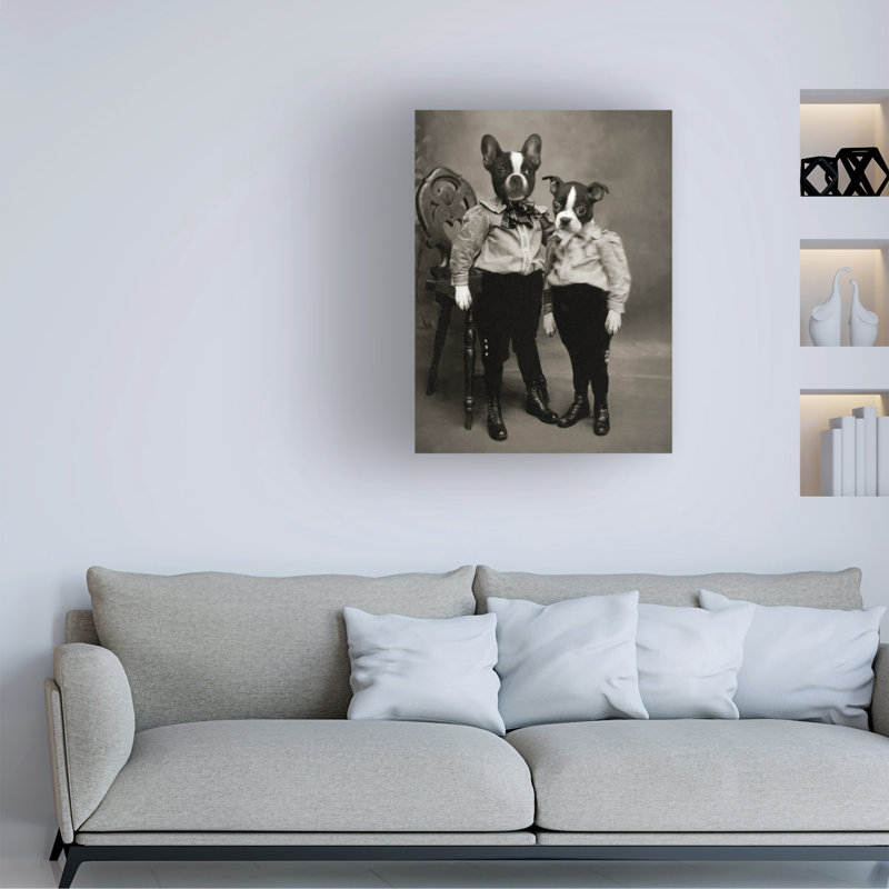 Art mural sur toile tendue - «Boston Terriers» de John Hovenstine pour décoration de salon, de chambre à coucher ou de bureau - 35 x 47