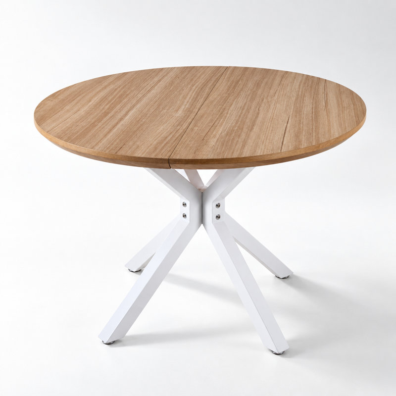 Table à pied centrale de style moderne du milieu du siècle, design multifonctionnel à pieds croisés, pouvant accueillir de 4 à 6 personnes, servant à la fois de table à manger et de grande table basse, plateau robuste avec pattes en métal