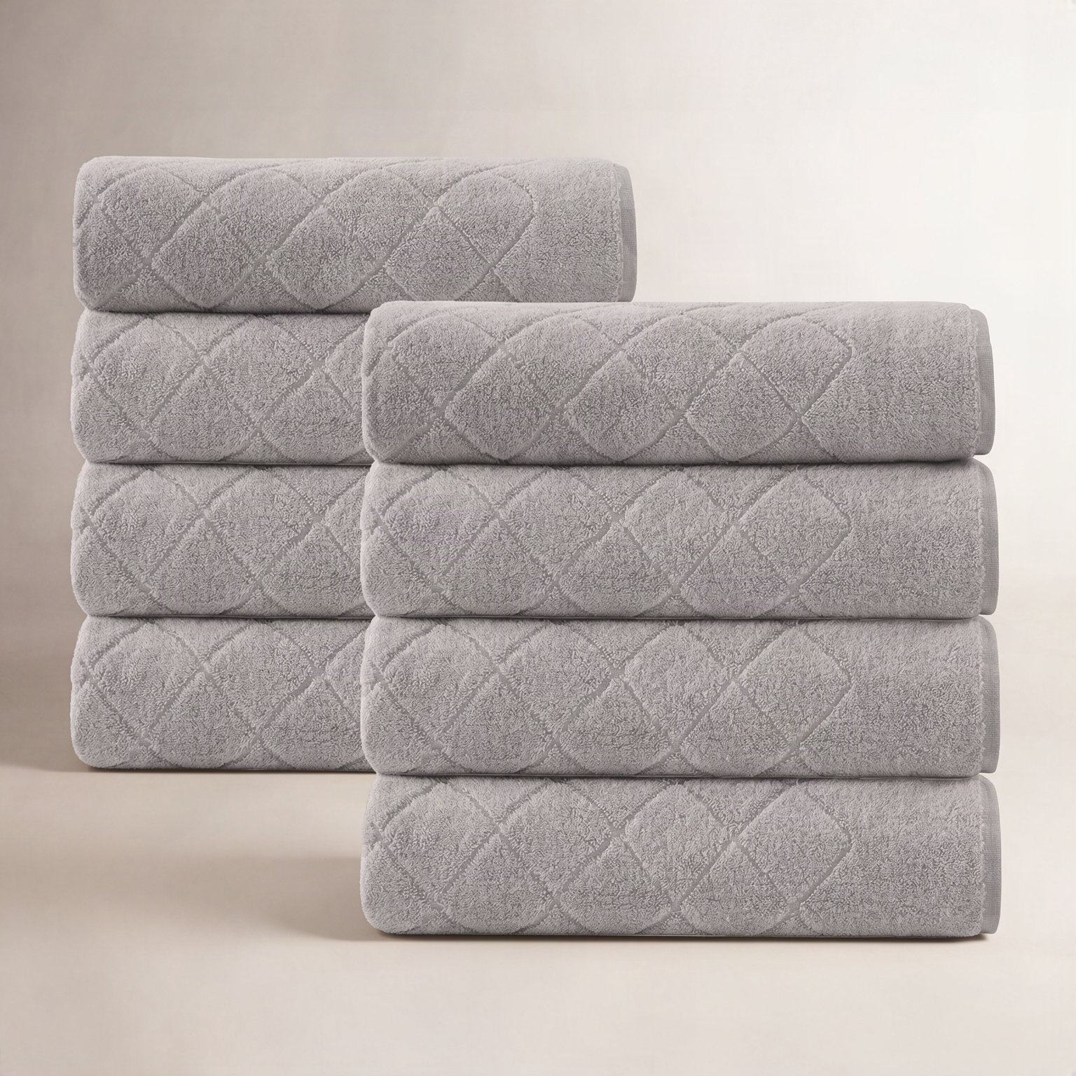 Turkish Cotton Hand Towels, Silver
