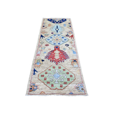 3'1" x 7'9" New Hand Knotted Brown Wool Runner Oriental Rug - MOA10274221
