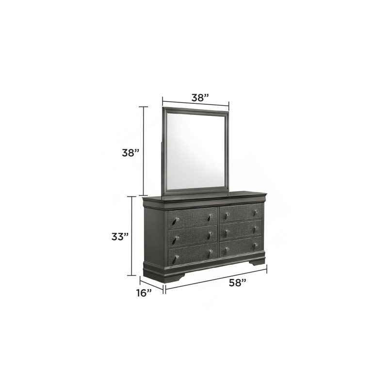 Ensemble de chambre à coucher complète 5 pièces avec tête de lit à DEL en bois gris Blaze, Lit double, Gris métallisé