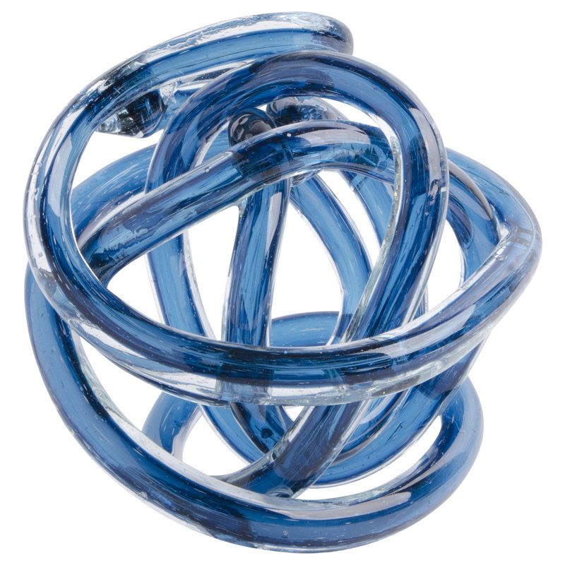 Holliman Decorative Glass Knot Colorful Abstract Decor Piece, Blue, 5" H x 5" W x 5" D