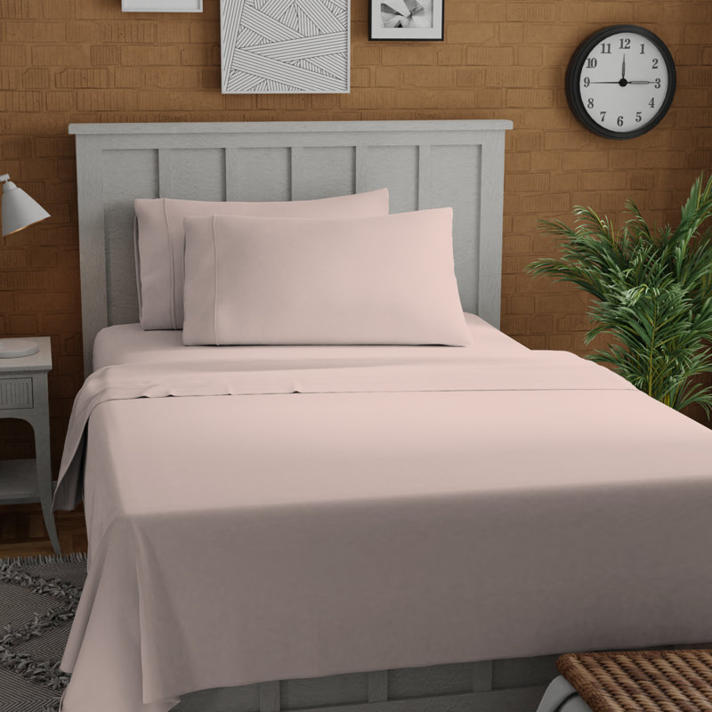 Light Pink Organic Cotton Percale Full Sheet Set
