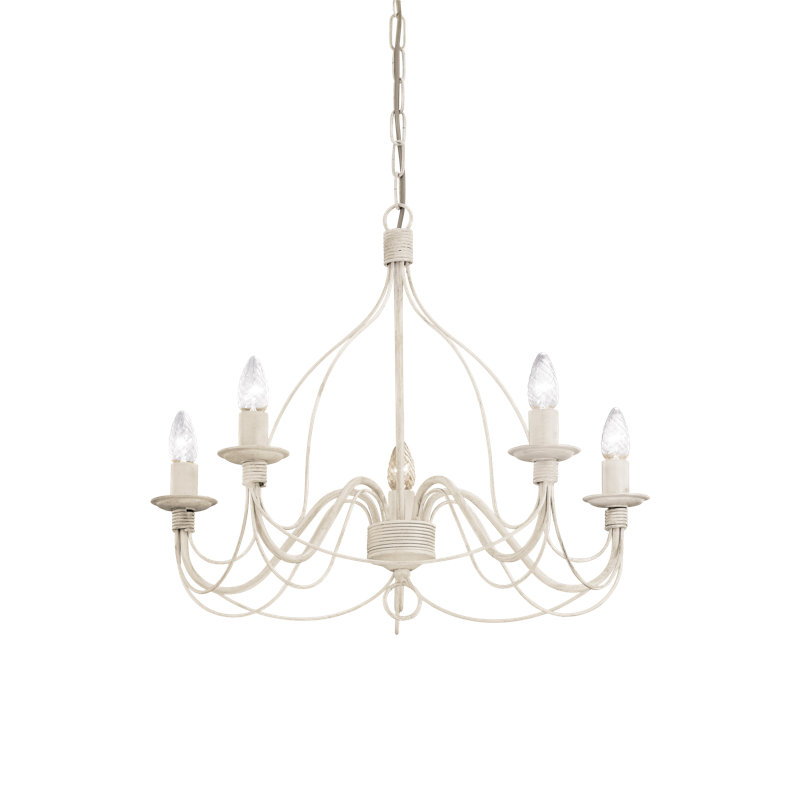 5 - Light Candle Style Chandelier, Antique White