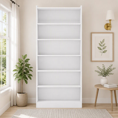 78" 7-Tier Modern White Library Bookshelf with Storage for Living room, Office, Bedroom