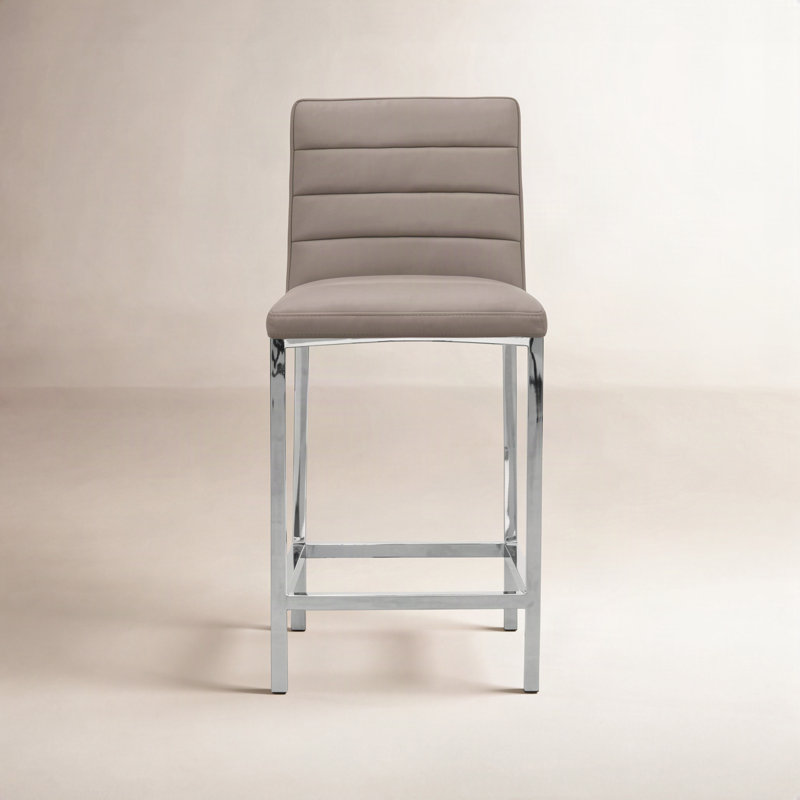 Misa Upholstered Counter Stool with Metal Frame, Counter Stool (26" Seat Height), Taupe