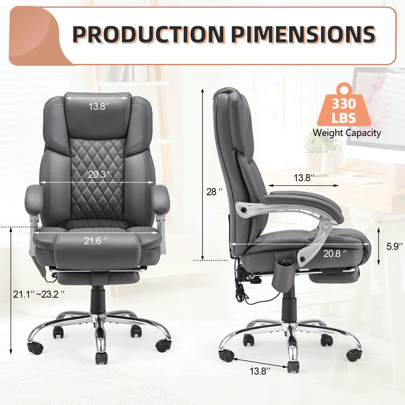Katrein Ergonomic Heated Massage Executive Chair, Gray