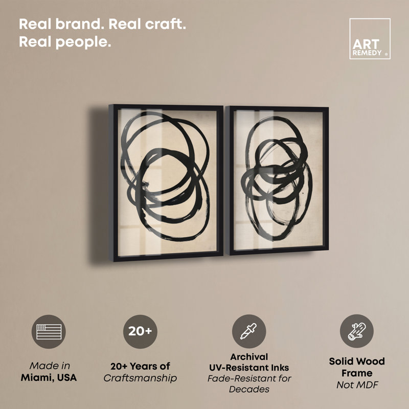 «Neutral Minimalist Harmony Set» par Art Remedy, H 47 po x l 64 po, Noir